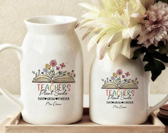 Personalized Teacher Appreciation Flower Vase, Custom Thank You Gift for Teachers, End of School Year, Leaving Present, Gift for Her