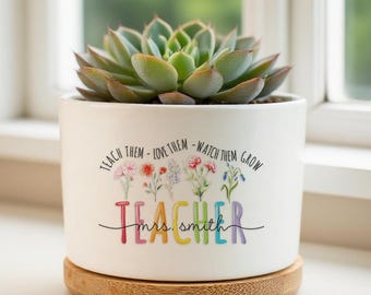 Maceta personalizada de agradecimiento para profesores, maceta de agradecimiento, "Míralos crecer", regalo de fin de curso para profesores, regalos de fin de curso.
