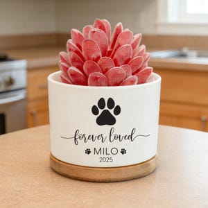 Custom Forever Loved Pet Memorial Planter, Personalized  Pot with Pet Name, Sympathy Gift for Dog Cat Loss, Never Forgotten Keepsake