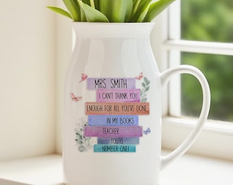Custom Teacher Flower Vase, Engraved Appreciation Vase, End of School Year Thank You Gift, Keepsake for Teachers, Leaving School Gifts