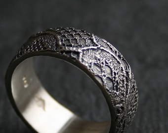 Lacey no 48 - sterling silver lace ring - made to order in your size