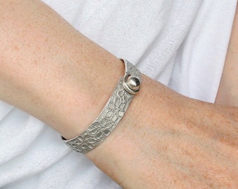 Lace bangle no 3 - sterling silver English embroidery cast bangle - made to order