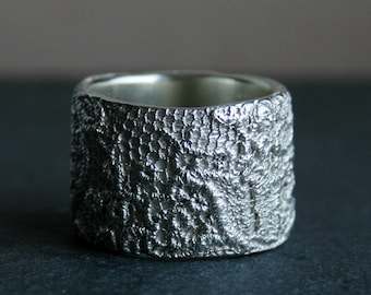Size 8 1/2 US. Lacey no 43 - sterling silver lace ring. Ready to ship.