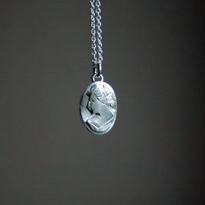 Sterling Silver Cameo Necklace: Carved Shell Replica Pendant