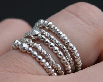 Beading hysteria - 5 solid sterling silver stacking rings