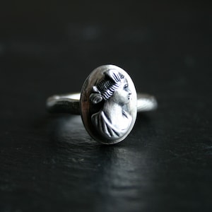 Sterling silver ring with oval cameo - made to order in your size