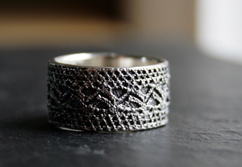 Lacey no 32 sterling silver lace ring made to order in your size image 1