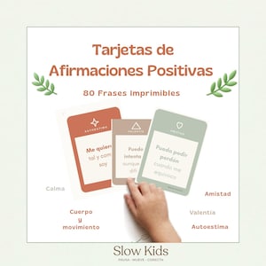 Tarjetas de afirmaciones digital para Niños | 80 Frases Imprimibles | Método SlowKids | Autoestima Infantil | PDF Descarga Inmediata