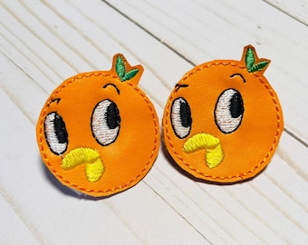 Custom embroidered set of 2 Disney Orange Bird hair clips