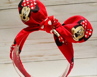 Custom Disney fabric knotted headband polka dot Minnie Mouse Perfect for girls and women