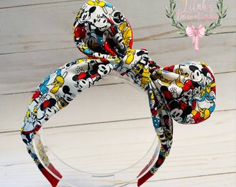 Custom Disney fabric knotted headband Mickey, Minnie, Donald, Daisy, Goofy & Pluto perfect size for both girls and  women