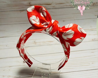 Custom Disney Lilo inspired fabric knotted bow headband Perfect size for girls and women