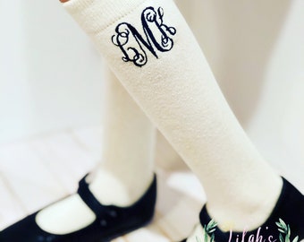 Custom embroidered monogrammed knee socks