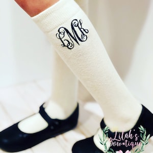 Custom embroidered monogrammed knee socks