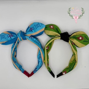 Custom Disney Frozen Anna or Elsa coronation dress fabric knotted bow style headband Perfect for kids & adults
