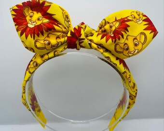 Custom Disney Lion King Simba fabric knotted bow headband Perfect size for kids & adults