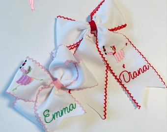 Custom embroidered Personalized Christmas Clara Nutcracker Ballet hair bow