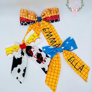 Custom personalized Toy Story, Buzz Lightyear, Woody, Jessie, Andy’s room & Buzz Lightyear fabric hair bow