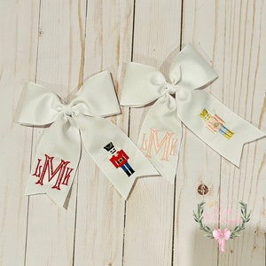 Custom embroidered monogrammed Christmas nutcracker hair bow