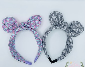 Custom Disney EPCOT Spaceship Earth fabric knotted headband Perfect  for girls and woman
