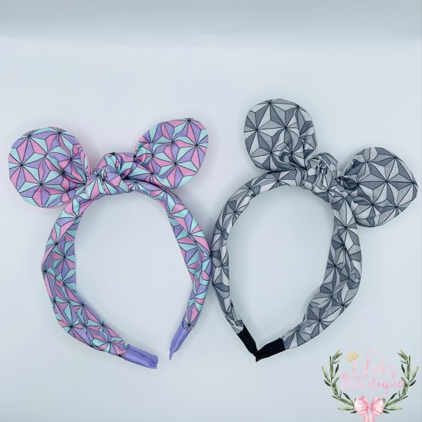 Custom Disney EPCOT Spaceship Earth fabric knotted headband Perfect  for girls and woman