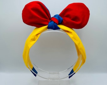 Custom Snow White inspired fabric knotted bow style headband Perfect for kids & adults