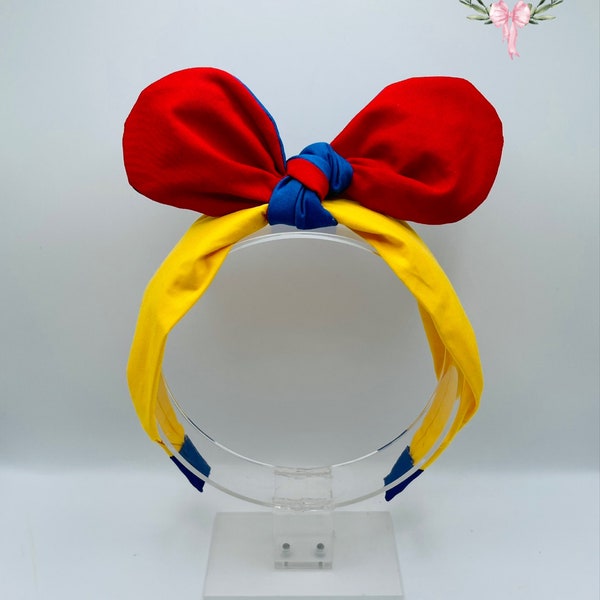 Custom Snow White inspired fabric knotted bow style headband Perfect for kids & adults