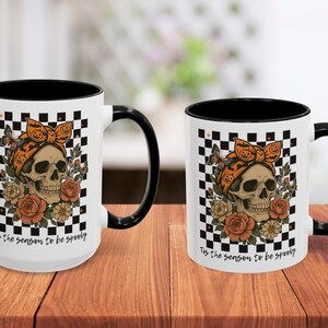 Chic retro Halloween Mug, Skulls and roses, Spooky cup, Halloween Gift Idea, Seasonal Home Decor, skeleton gift, Mug for her, Gift for her