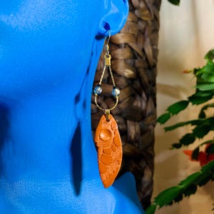 Fancy earrings/Precious stone/Clay jewelry/Glass pearl/Stainless steel/Handmade/Unique piece/Original creation/Long earrings
