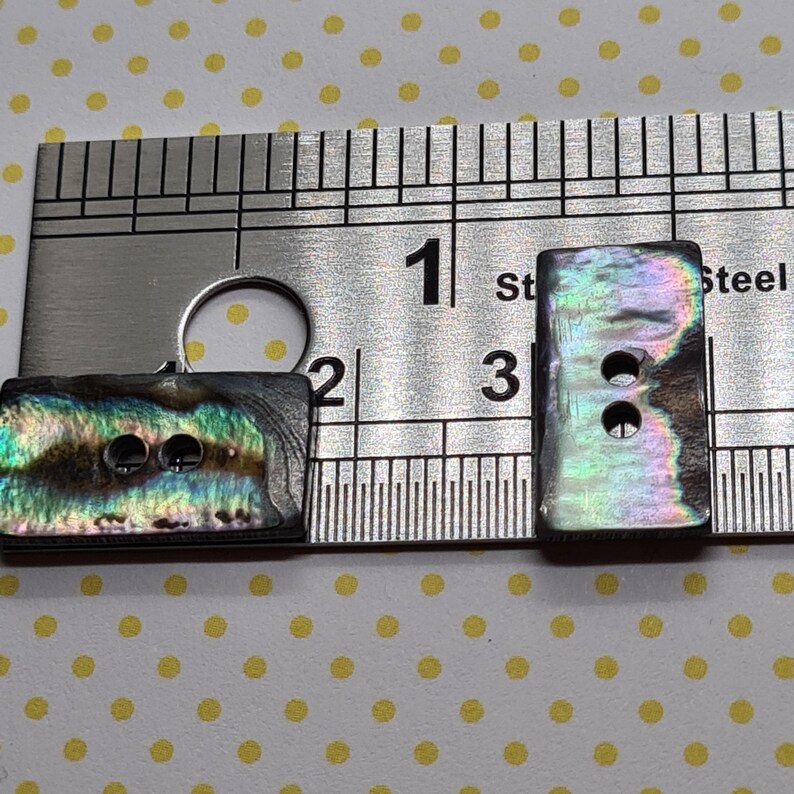 REAL SHELL IRIDESCENT Buttons, Rectangular Shell Buttons With 2 Holes ...