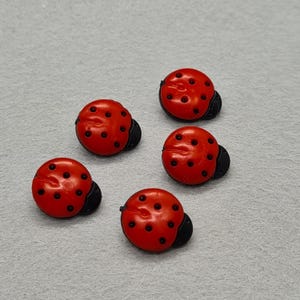 Ladybug Buttons, Ladybird Shank Back Buttons, 15mm diameter
