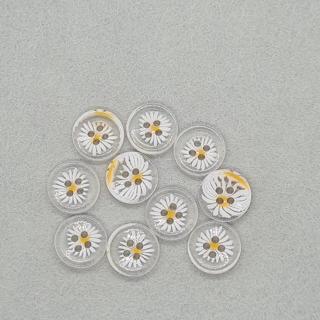 Clear Daisy Flower Buttons: White & Yellow, 15mm (set of 9) - Etsy