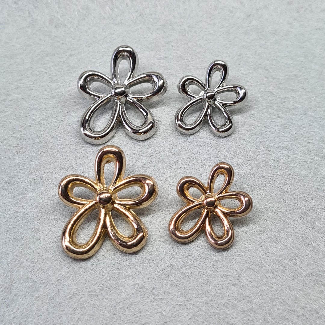 MODERN DAISY BUTTONS, Open Design Metal Buttons With Shank Back, Gold ...