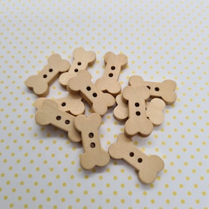 Wooden Dog Bone Buttons – 18mm Natural Wood Pet Embellishments for Crafts