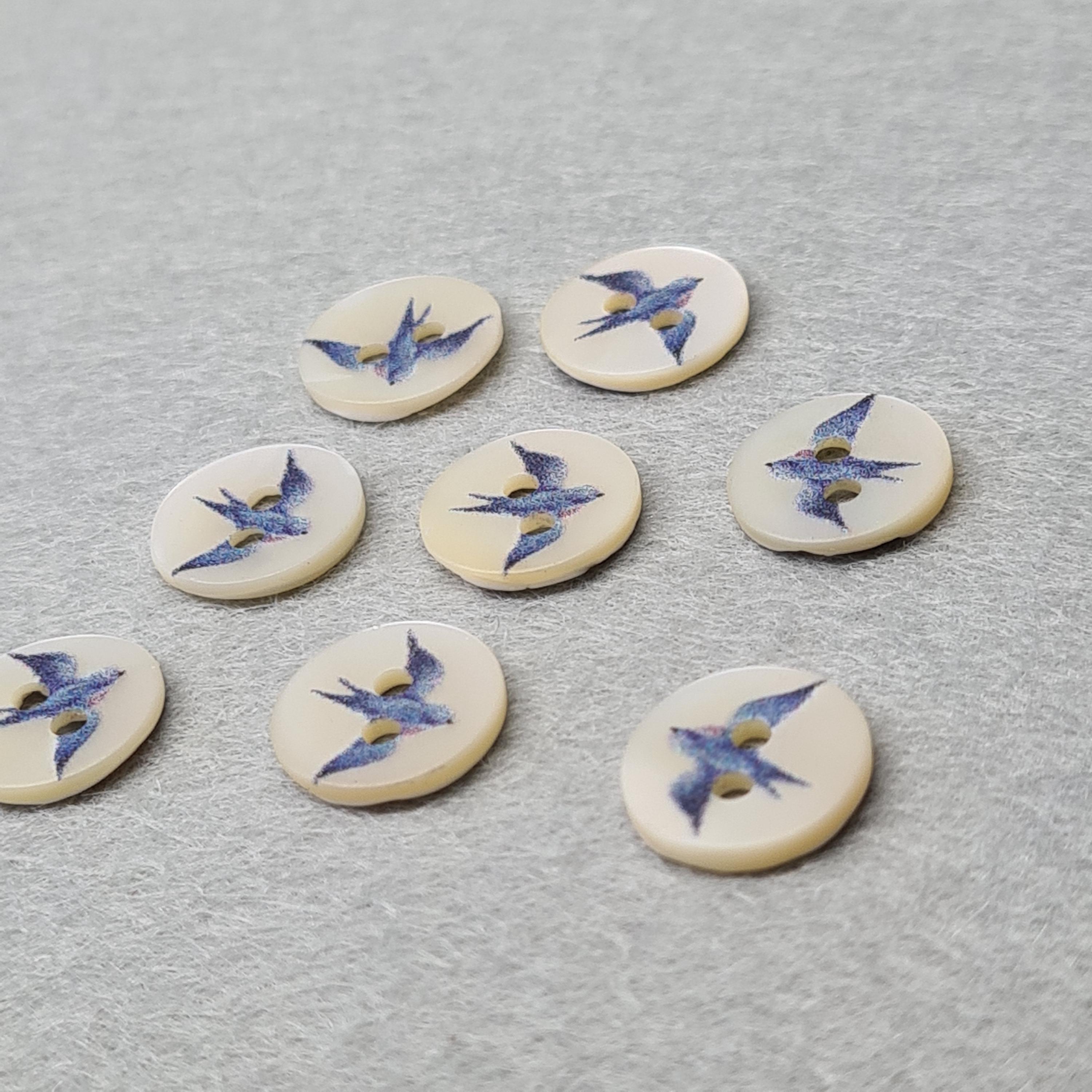 Real Shell Buttons, Bluebird Design Iridescent Embellishments, 11mm ...