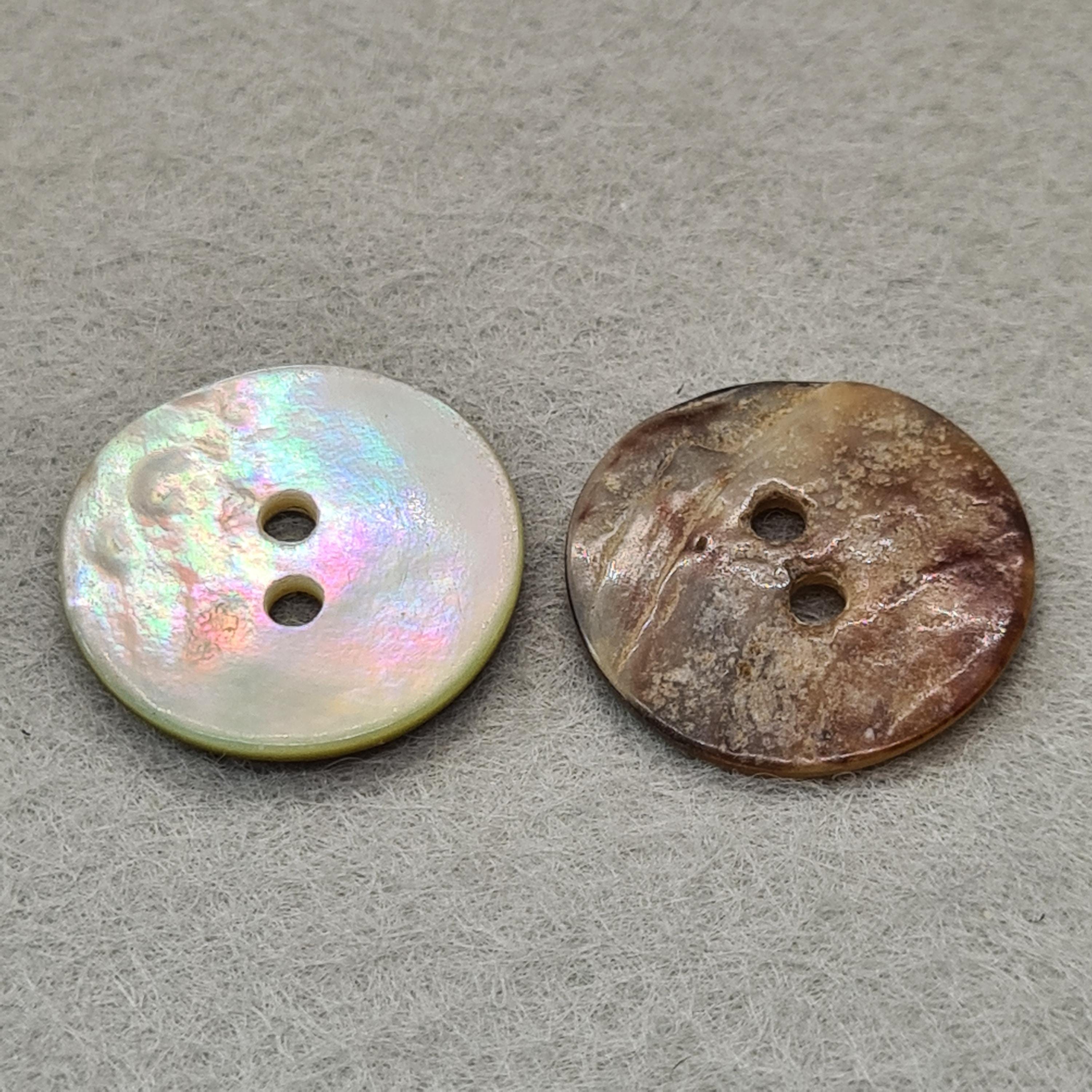 Real Shell Button Color 5 Pieces Real Shell Buttons, 19mm Iridescent Round 2-hole Buttons for ...