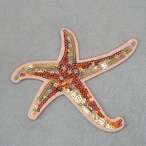 Starfish Iron On Patch, Large Sequin Starfish Badge for Jackets & Bags