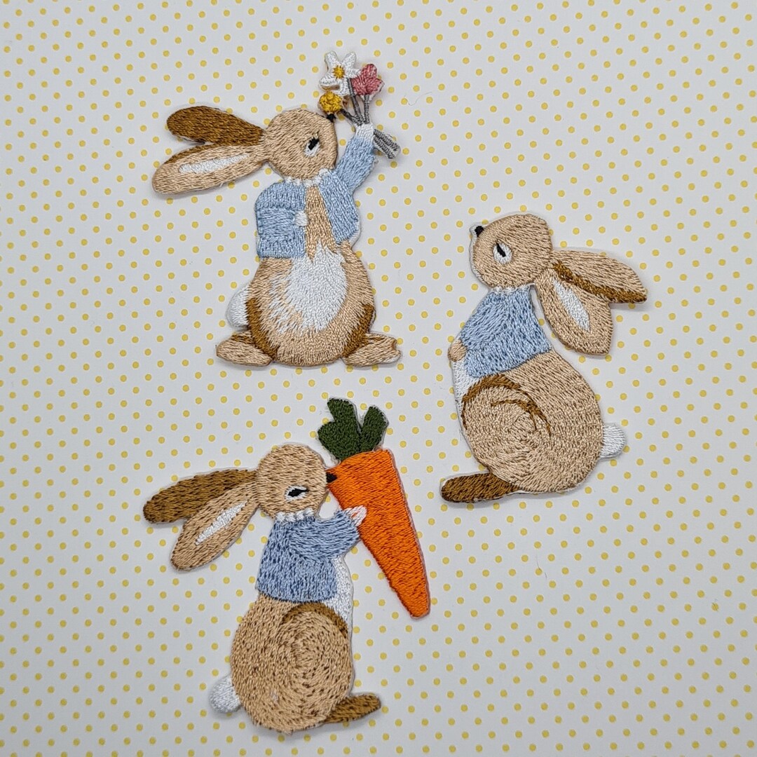 Bunny Rabbit Iron-on Patch, Embroidered Patch for Applique, Cute Rabbit ...
