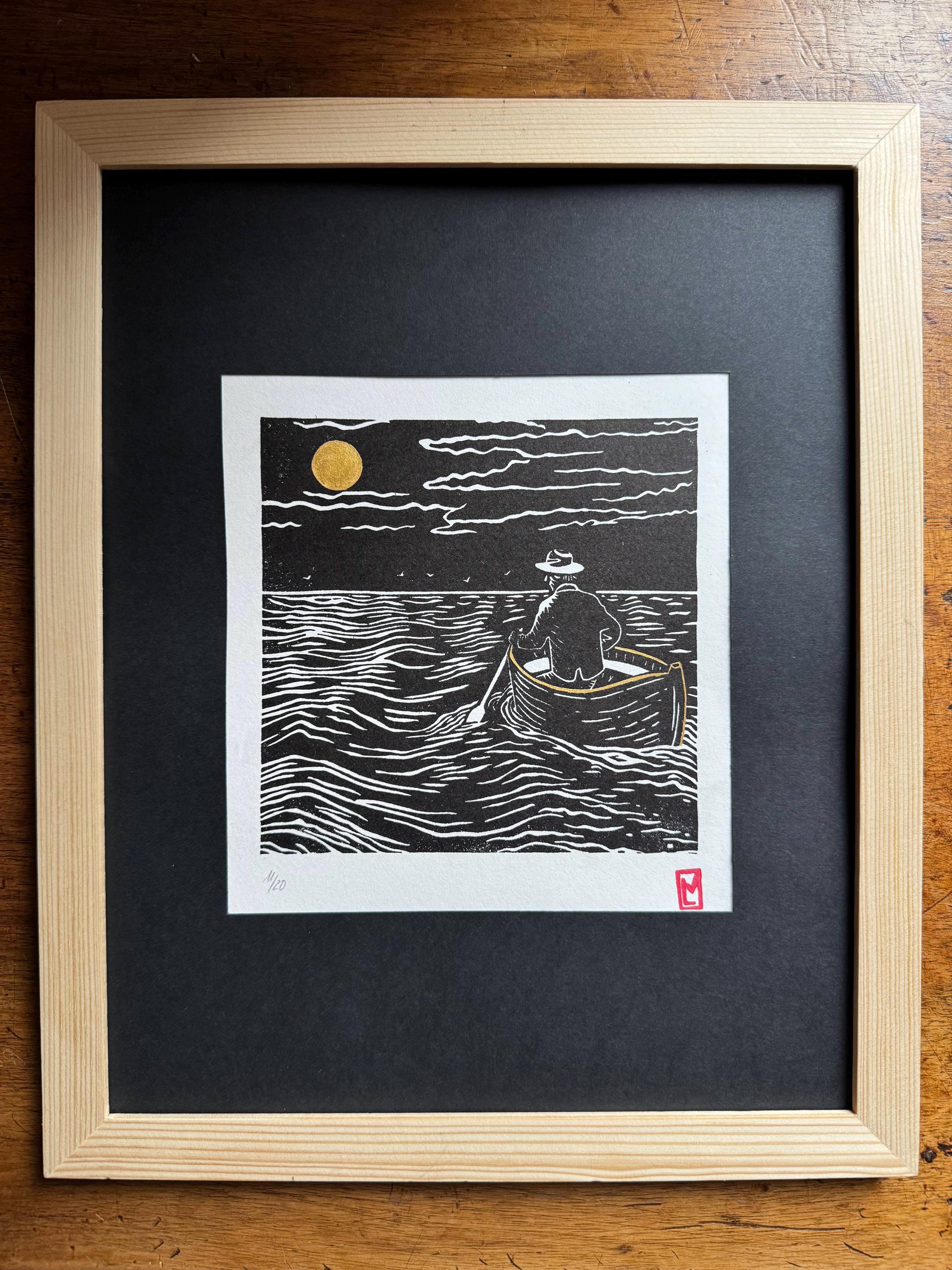 The Old Man and the Sea, engraving - Art print