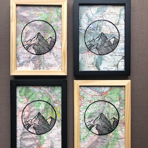 Passion Montagne, linogravure - Fond de carte surprise ! (Alpes)