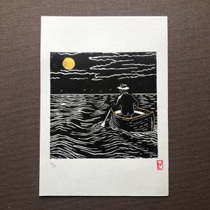 Incisione, "Il vecchio e il mare", stampa artistica