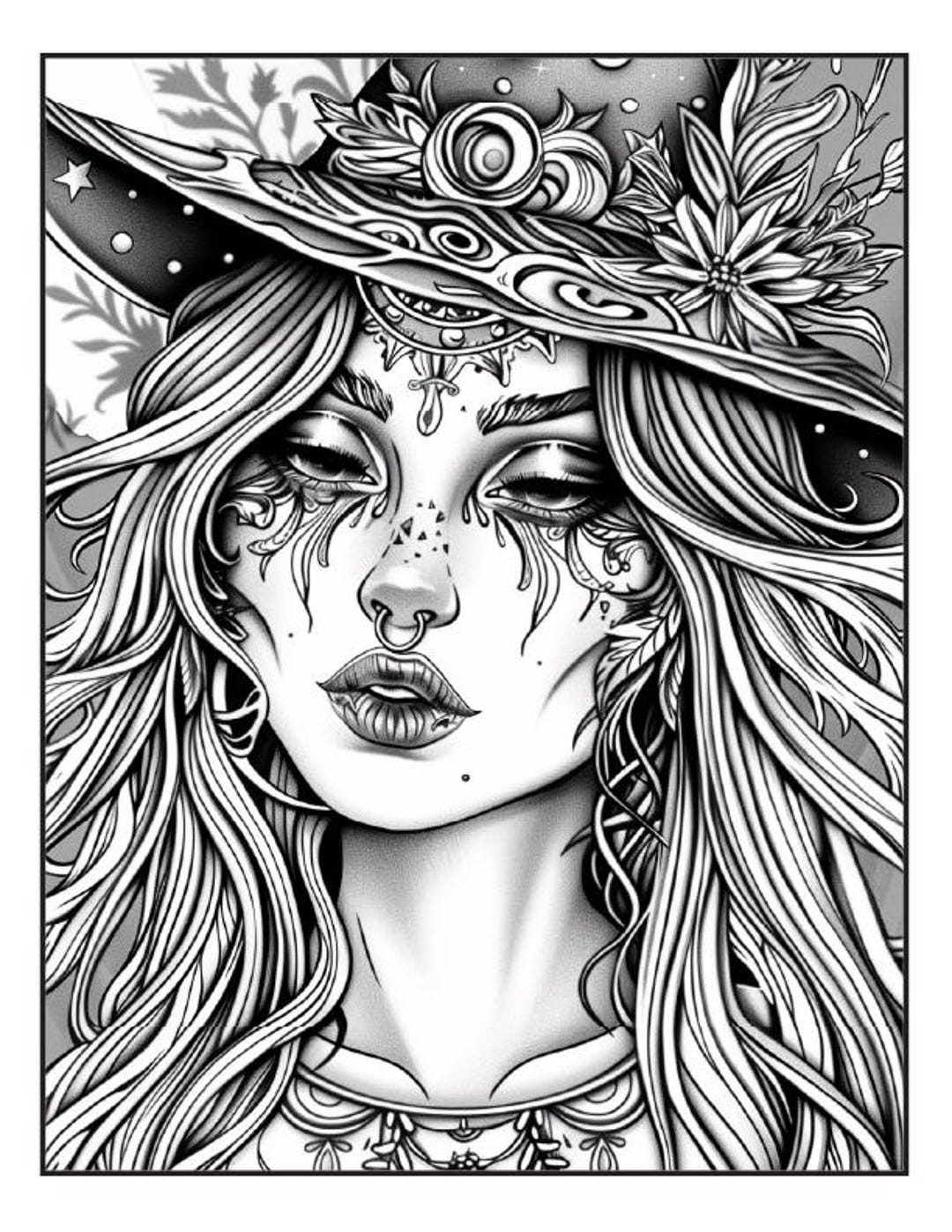 50-moon Witch Coloring Pages: Fantasy for Adults and Kids - Etsy
