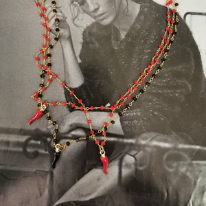 Cornicello, corno di buona fortuna italiano, collana popolare, napoletano,