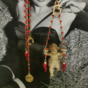 ANGELO DELLA FORTUNA, italian cherub, angelic swing earrings, italian good luck charms, cherub earrings, dangle earrings, baroque earrings,