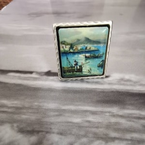 Viaggio in Italia, anello Souvenir, anello in ceramica, anello d&#39;argento antico,
