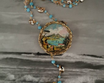 SOUVENIR ITALIANI, collana tamburello, collana rosario tamburello, gioielli popolari italiani, barocco, collana souvenir