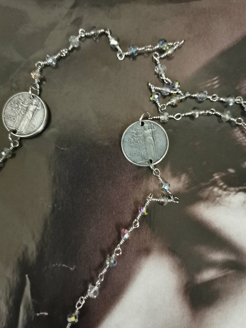 lira reproduction necklace souvenir of italian Rosary italian coins necklace rosary special lira coins replica italian coin