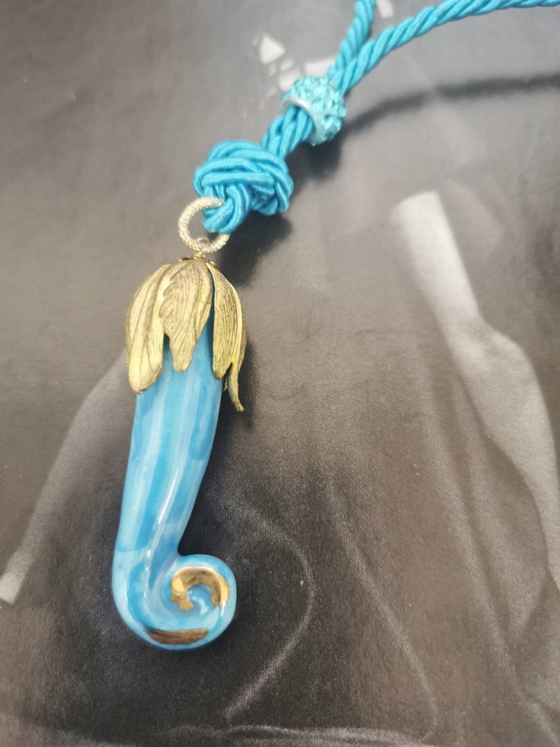 italian horn Goodluck Italian necklace ceramica di Caltagirone ISCHIA baroque Caltagirone ceramic horn necklace cornicello