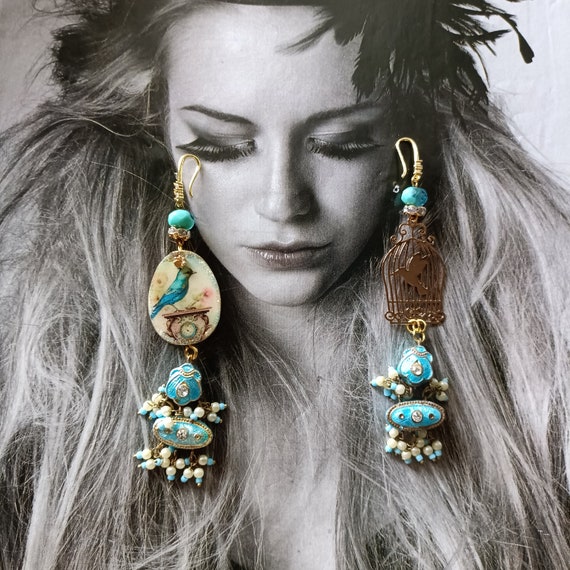 Orecchini indiani di Bollywood, orecchini pendenti, Boho, Boho, gitano,