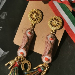 Ceramic Cannoli Earrings: Sicilian Baroque Caltagirone Charms
